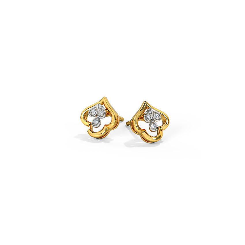 Golden Bud Diamond Stud Earrings