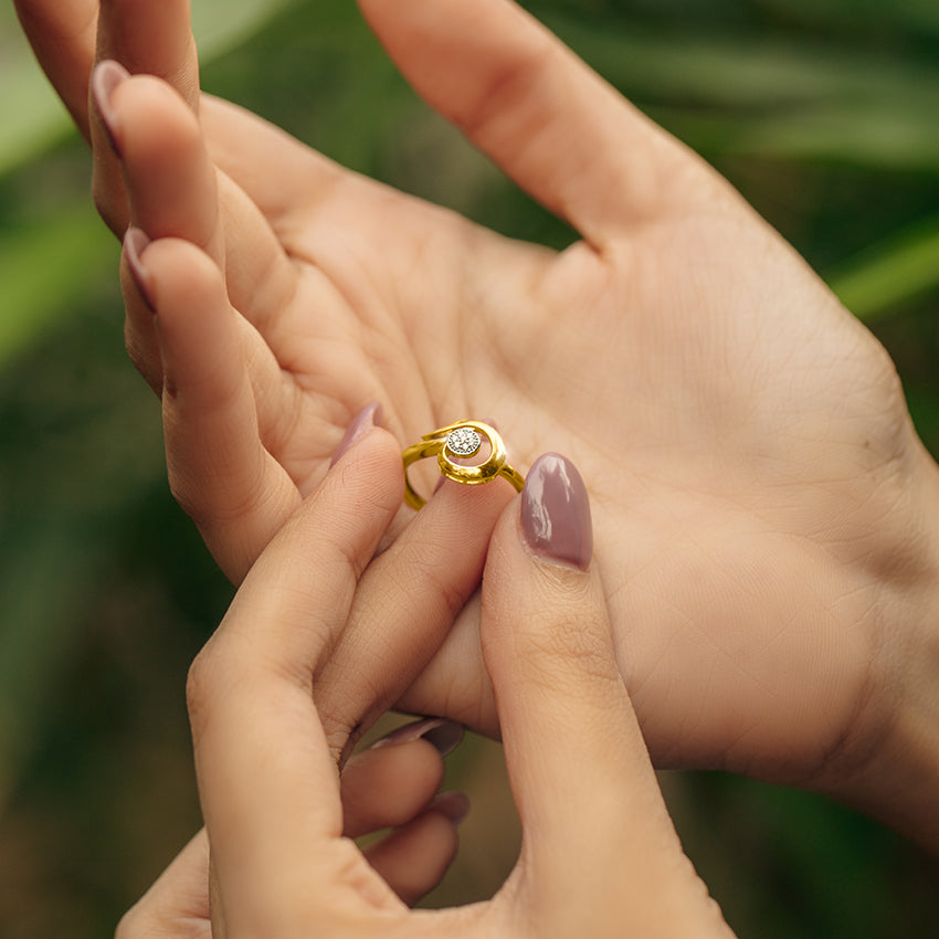 Scroll Cluster Diamond Ring
