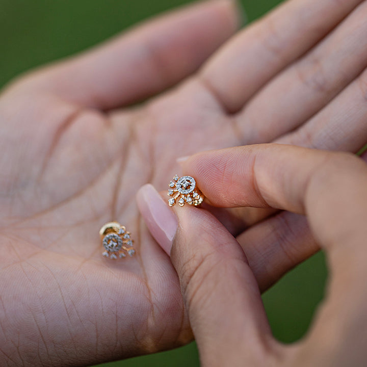 Starburst Diamond Stud Earrings