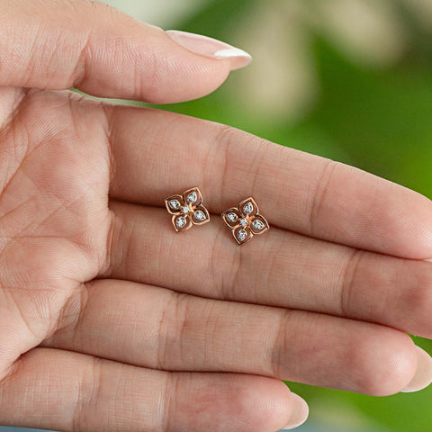 Lovely Blossom Diamond Stud Earrings