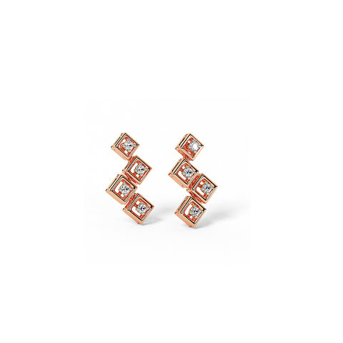 Geometric Gleam Diamond Stud Earrings