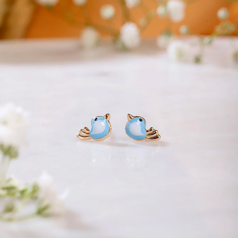 Blue Bird Kids' Gold Earrings