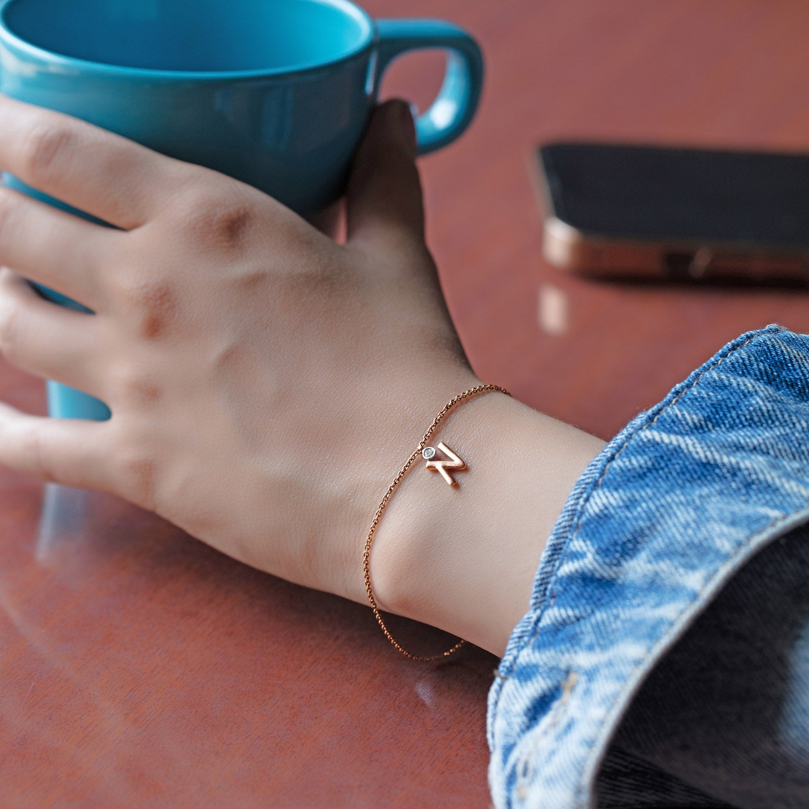 Alphabet N Charm Diamond Bracelet