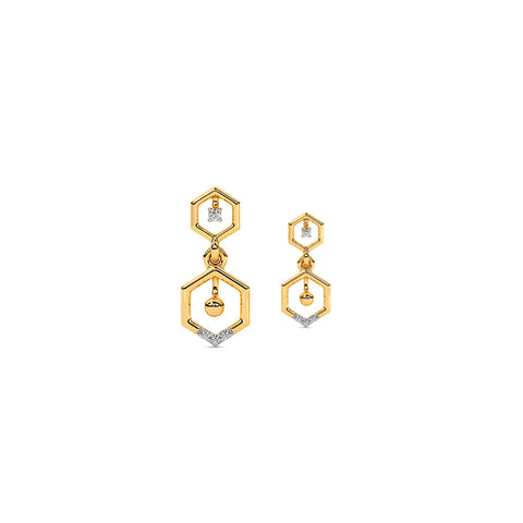 Duo Hexagon Diamond Drop Earrings