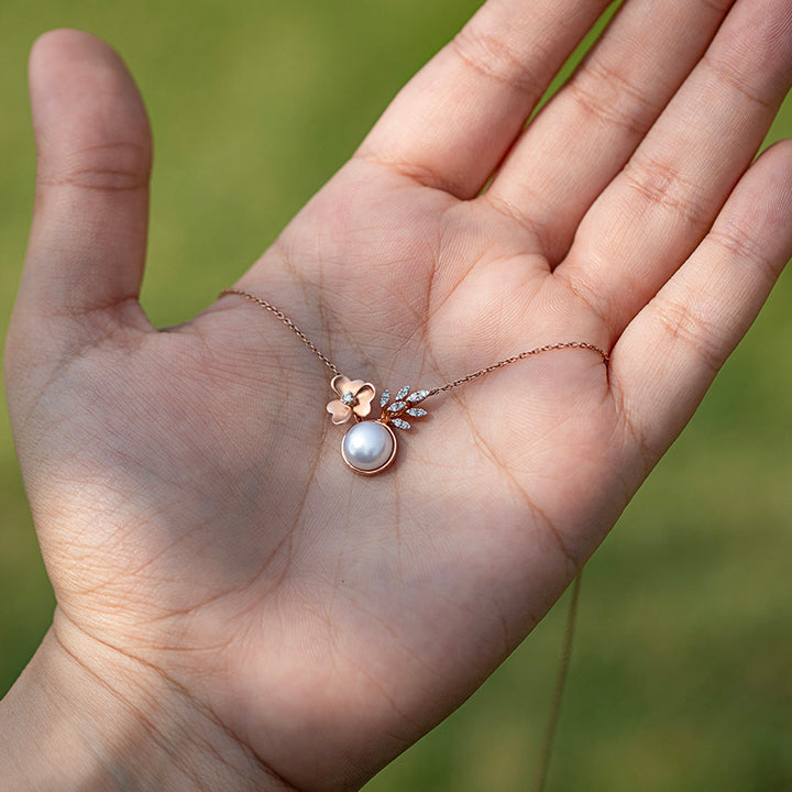 Periwinkle Pearl Diamond Necklace