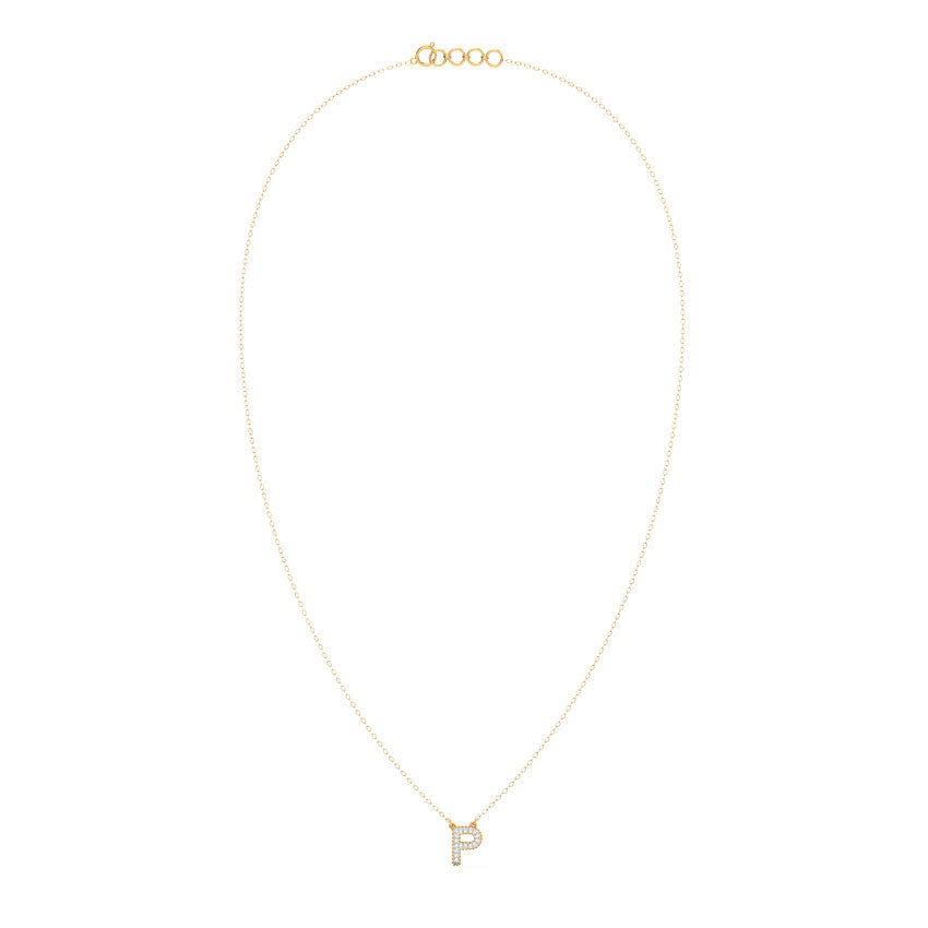 Dazzle Alphabet P Diamond Necklace