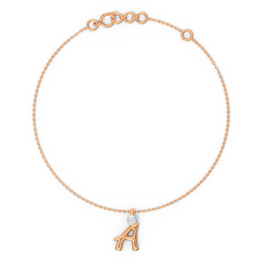 Alphabet A Diamond Charm Bracelet