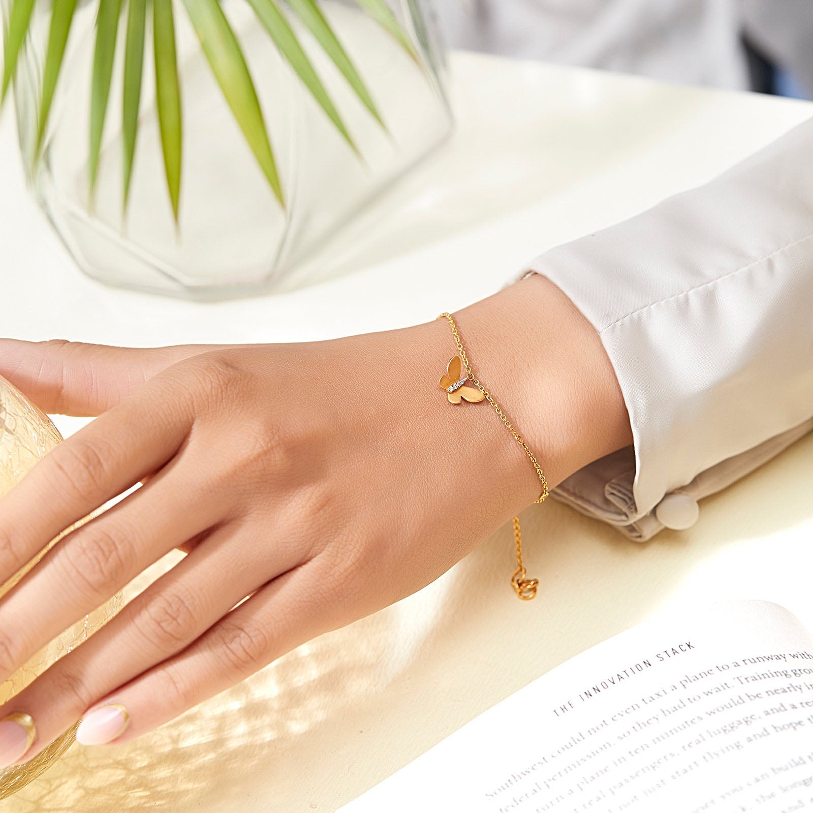 Elsa Diamond Butterfly Charm Bracelet