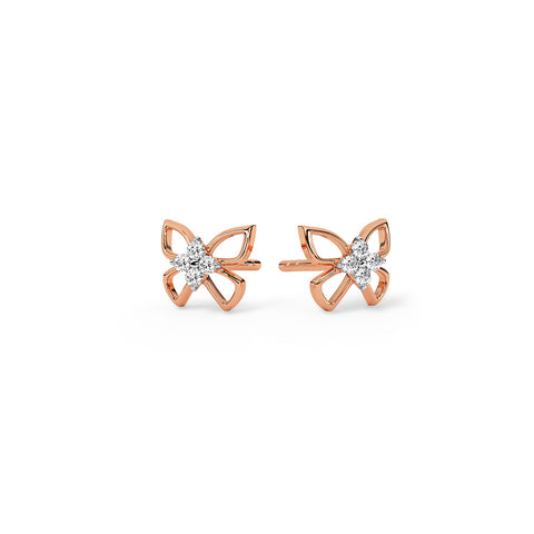 Glinting Butterfly Diamond Stud Earrings