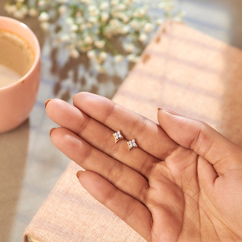 Trinket Diamond Stud Earrings