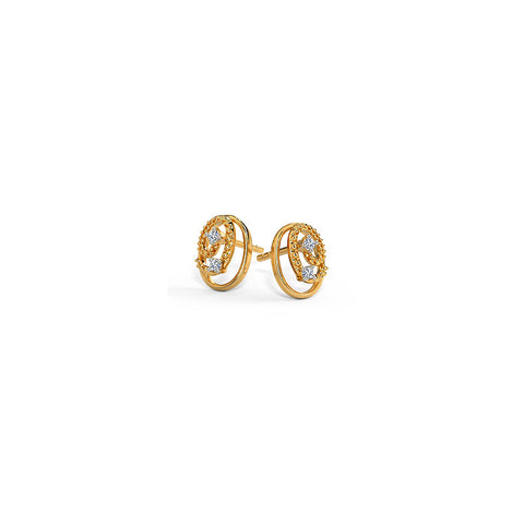 Swirl Of Circle Diamond Stud Earrings