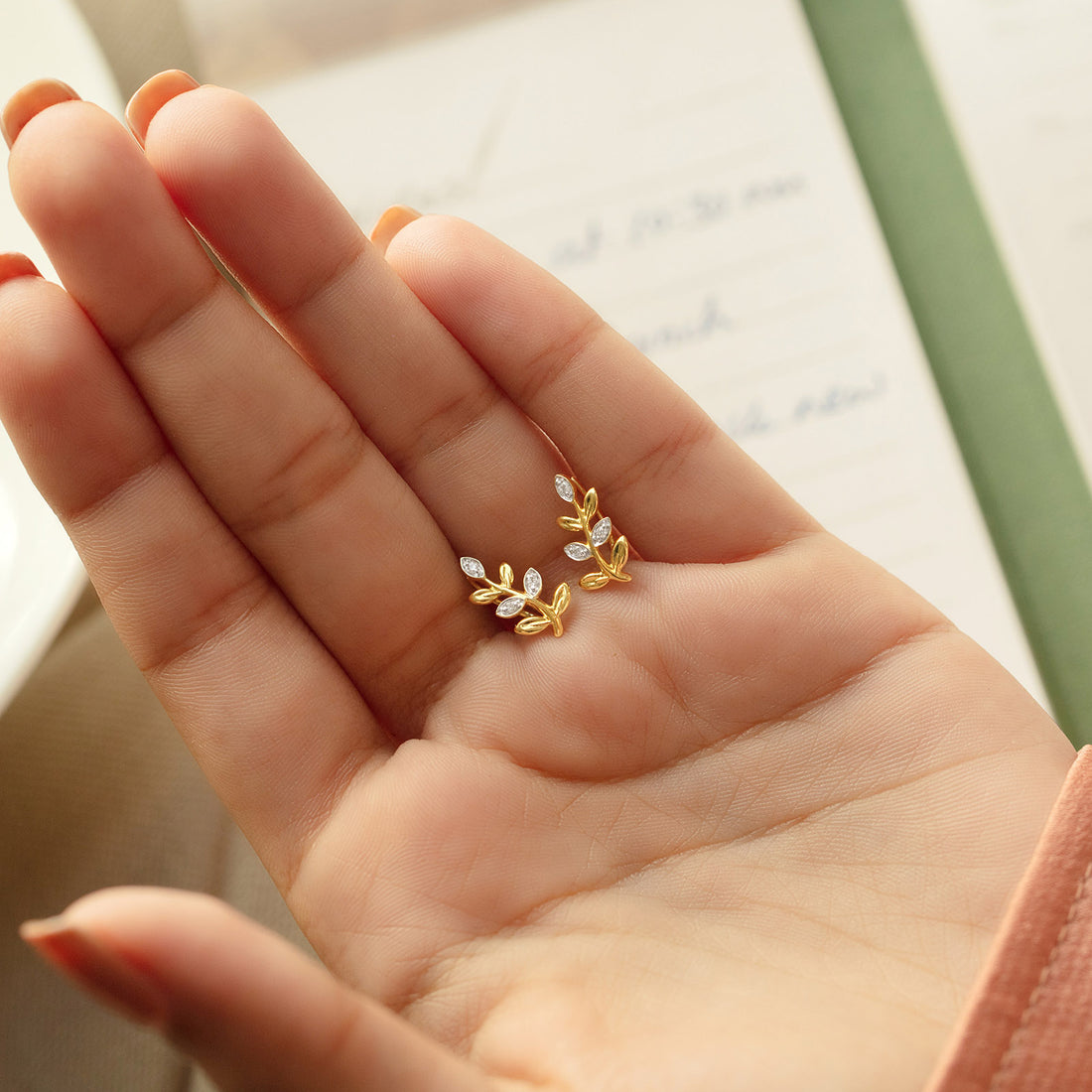 Leafy Diamond Ear Cuffs