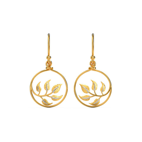 Framed Leaf Gold Drop Earrings