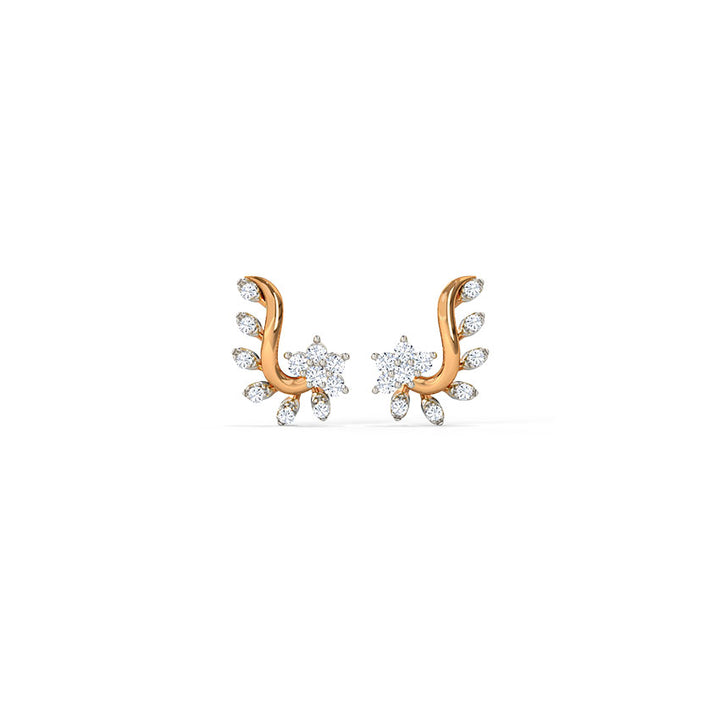 Floral Leaf Diamond Stud Earrings