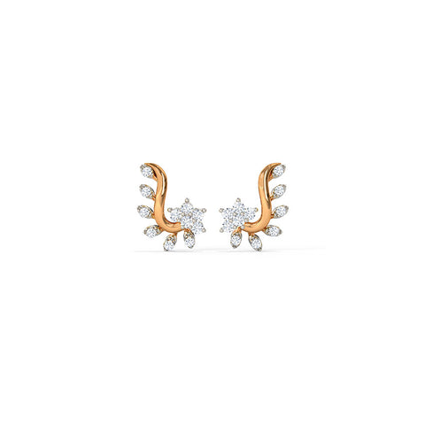 Floral Leaf Diamond Stud Earrings