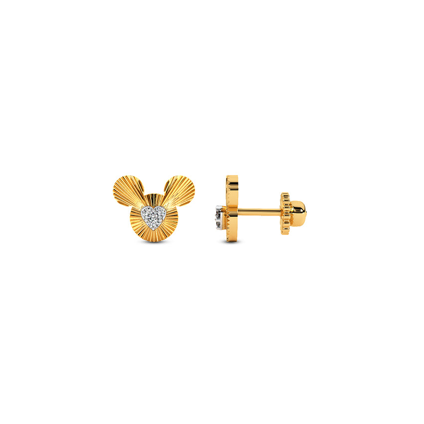 Mickey Mouse textured Diamond Earring