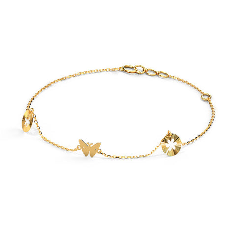 Bloom In Butterfly Gold Chain Bracelet