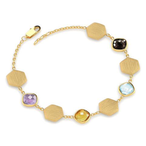 Andria Stamped Gemstone Bracelet