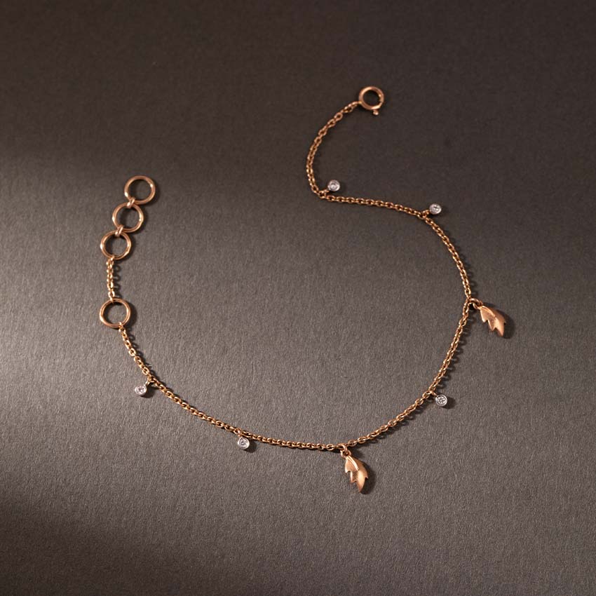 Leaves Charm Diamond Bracelet
