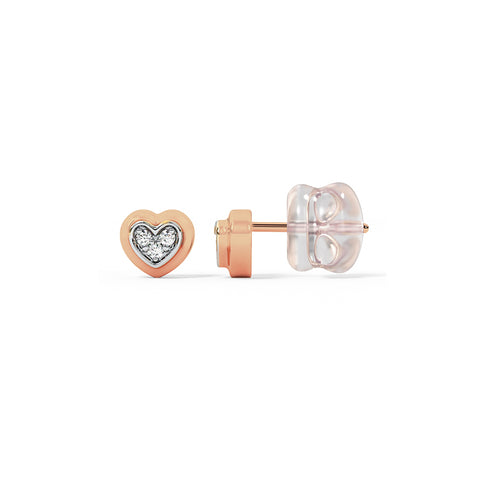 Rosy Heart Diamond Stud Earrings