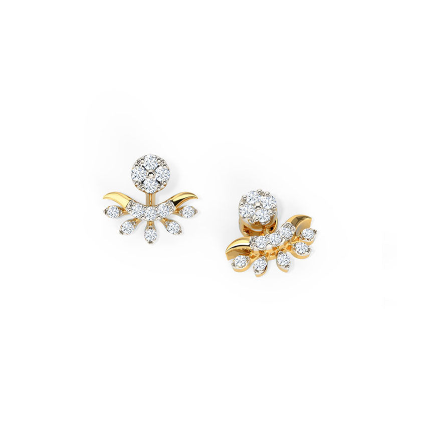 Gleaming Leaflet Diamond Stud Earrings