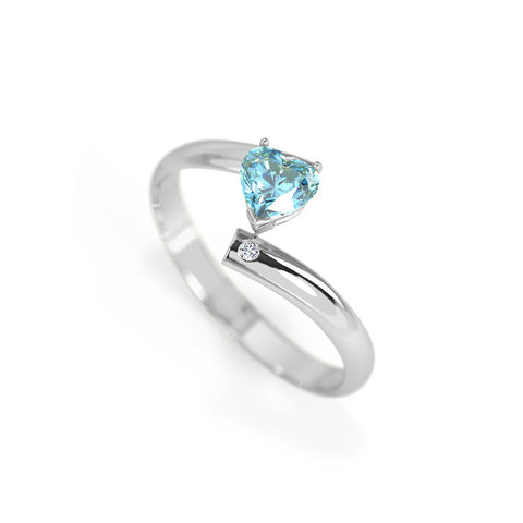 Heart Blue Topaz Gemstone Ring