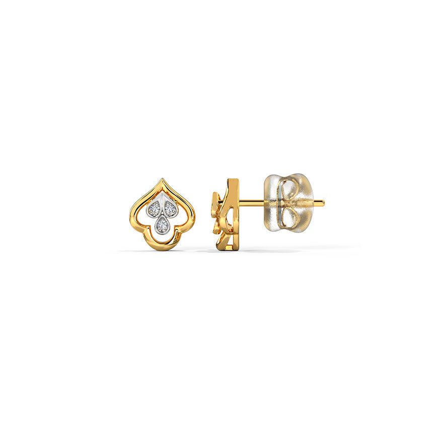 Golden Bud Diamond Stud Earrings