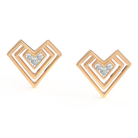 Edgy Heart Diamond Stud Earrings