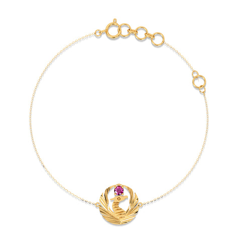Pink Ruby Gemstone Phoenix Bracelet