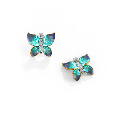 Hover Butterfly Diamond Stud Earrings