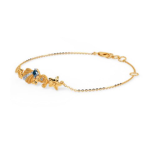 Little Memaid diamond with star and fish Bracelet