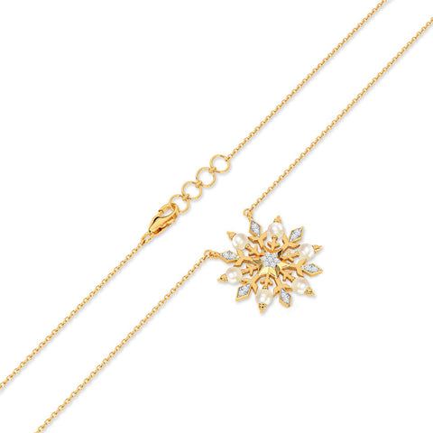 Frozen Snow Flake Pearl Necklace