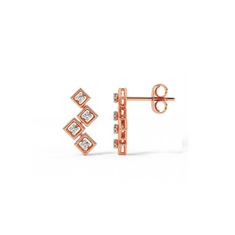 Geometric Gleam Diamond Stud Earrings