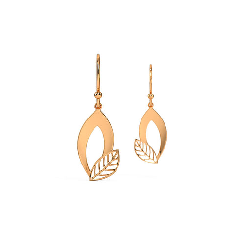 Duo Leafy Gold Drop Earrings