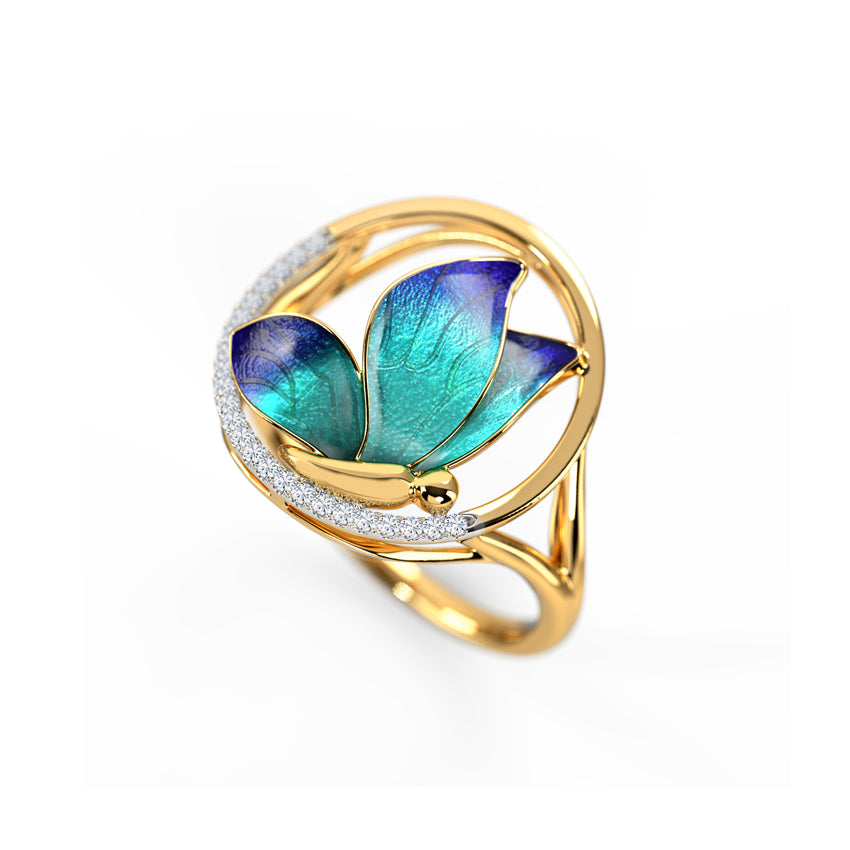 Encircle Blue Butterfly Diamond Ring