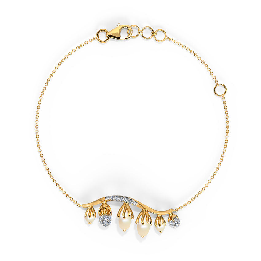 Curvy Pearl Grained Chain Bracelet