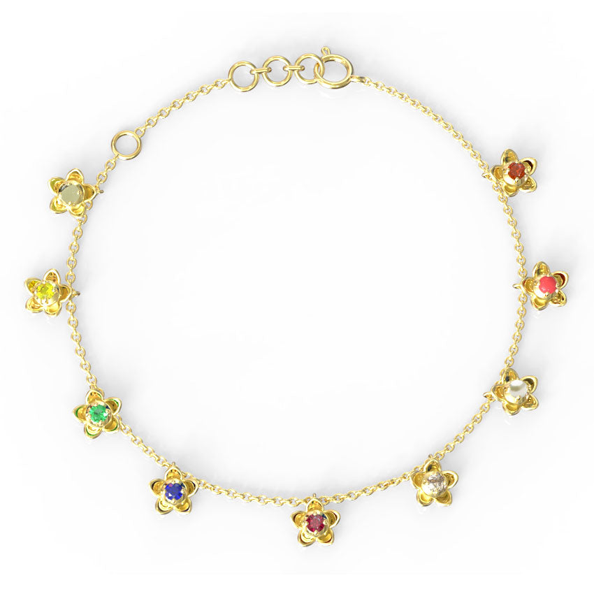 Blossom Navratna Gemstone Bracelet