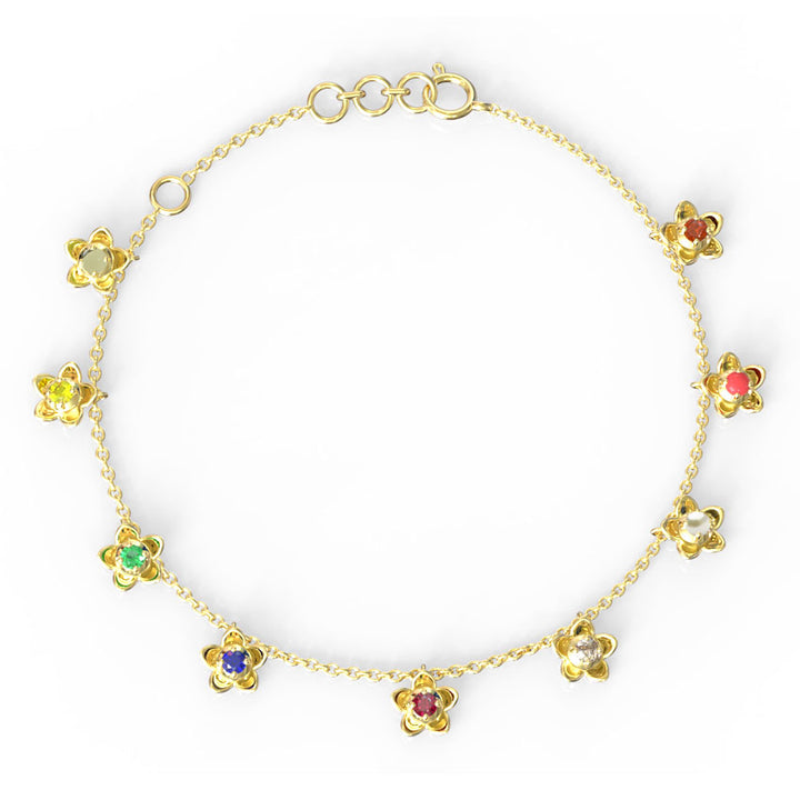 Blossom Navratna Gemstone Bracelet