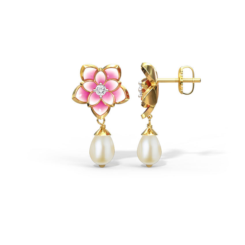 Magnificent Lotus Pearl Drop Earrings