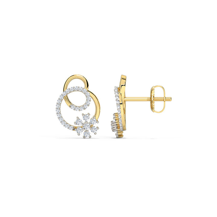 Floret in Loop Diamond Stud Earrings