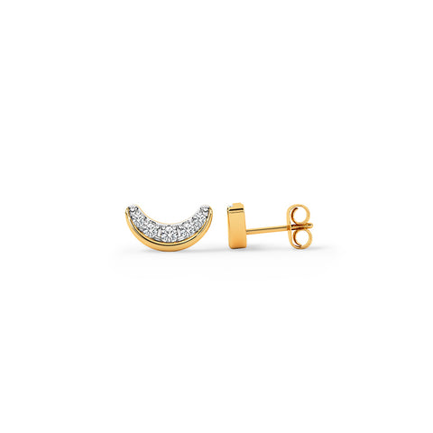 Crescent Diamond Stud Earrings