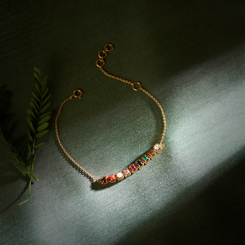 Delicate Navratna Gemstone Bracelet