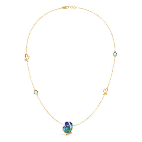 Flap Blue Butterfly Diamond Necklace