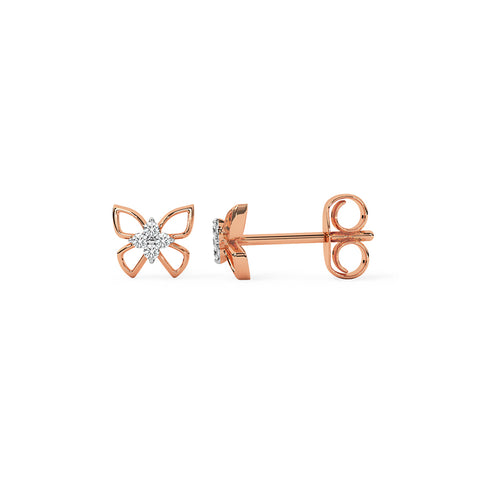 Glinting Butterfly Diamond Stud Earrings