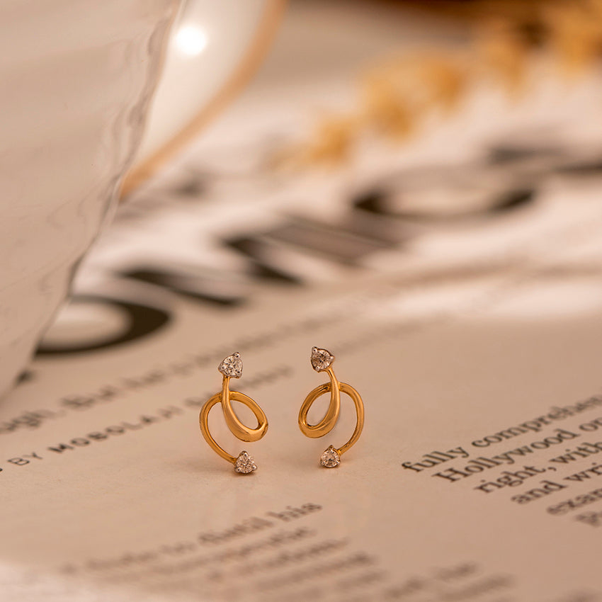 Sleek Twine Diamond Stud Earrings