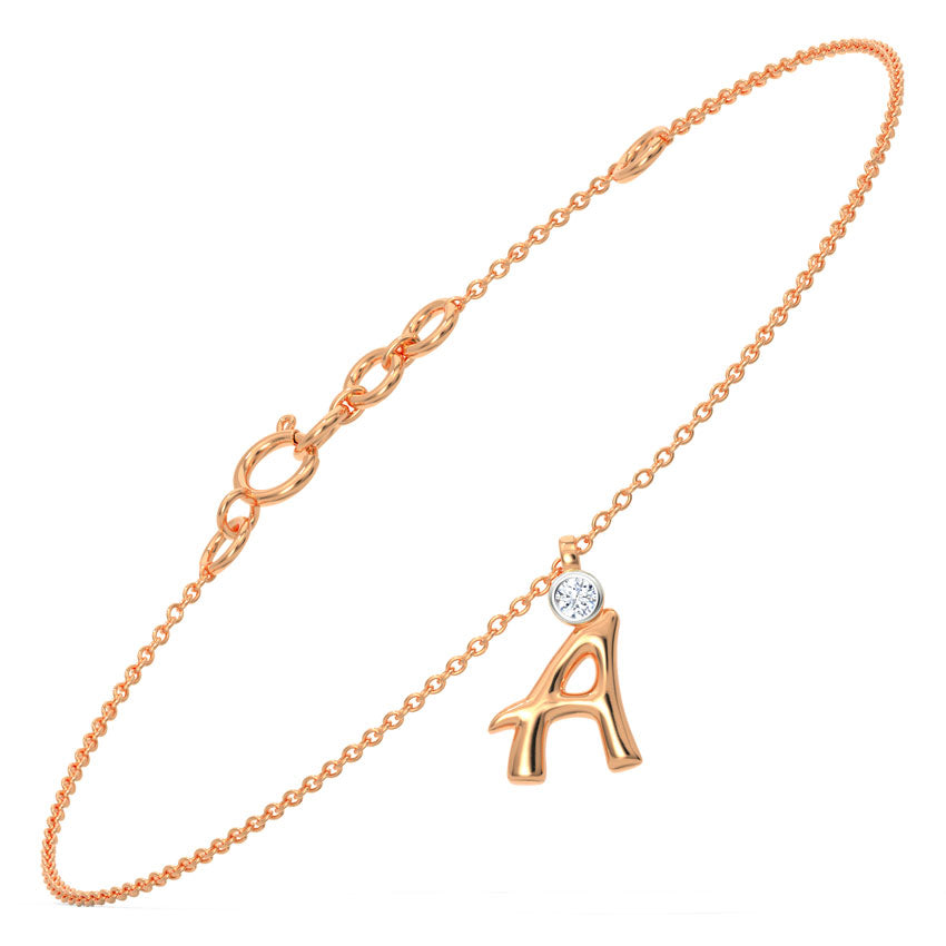 Alphabet A Diamond Charm Bracelet