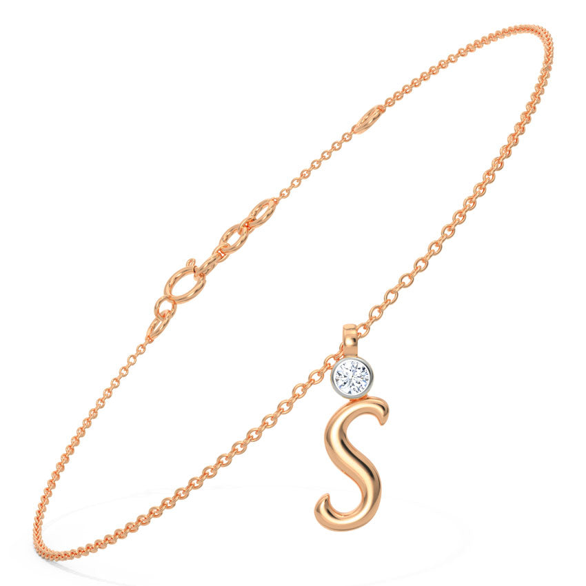 Charm Alphabet S Diamond Bracelet