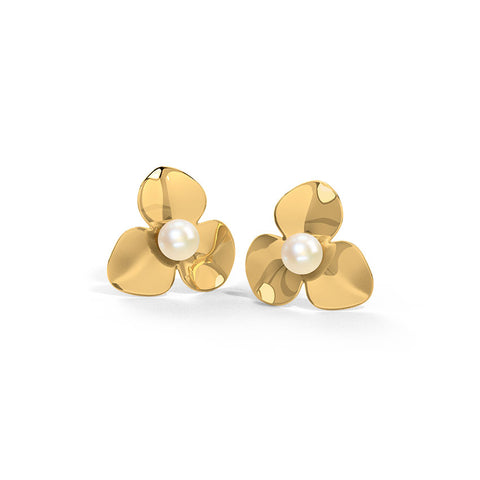 Lara Bloom Pearl Stud Earrings