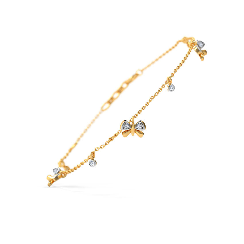Diamond Butterfly Charm Bracelet