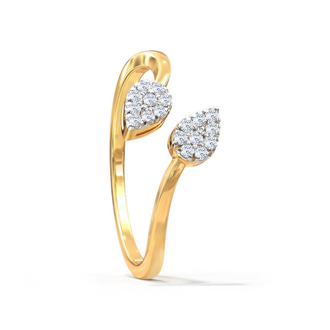 Twin Leaves Open Diamond Ring